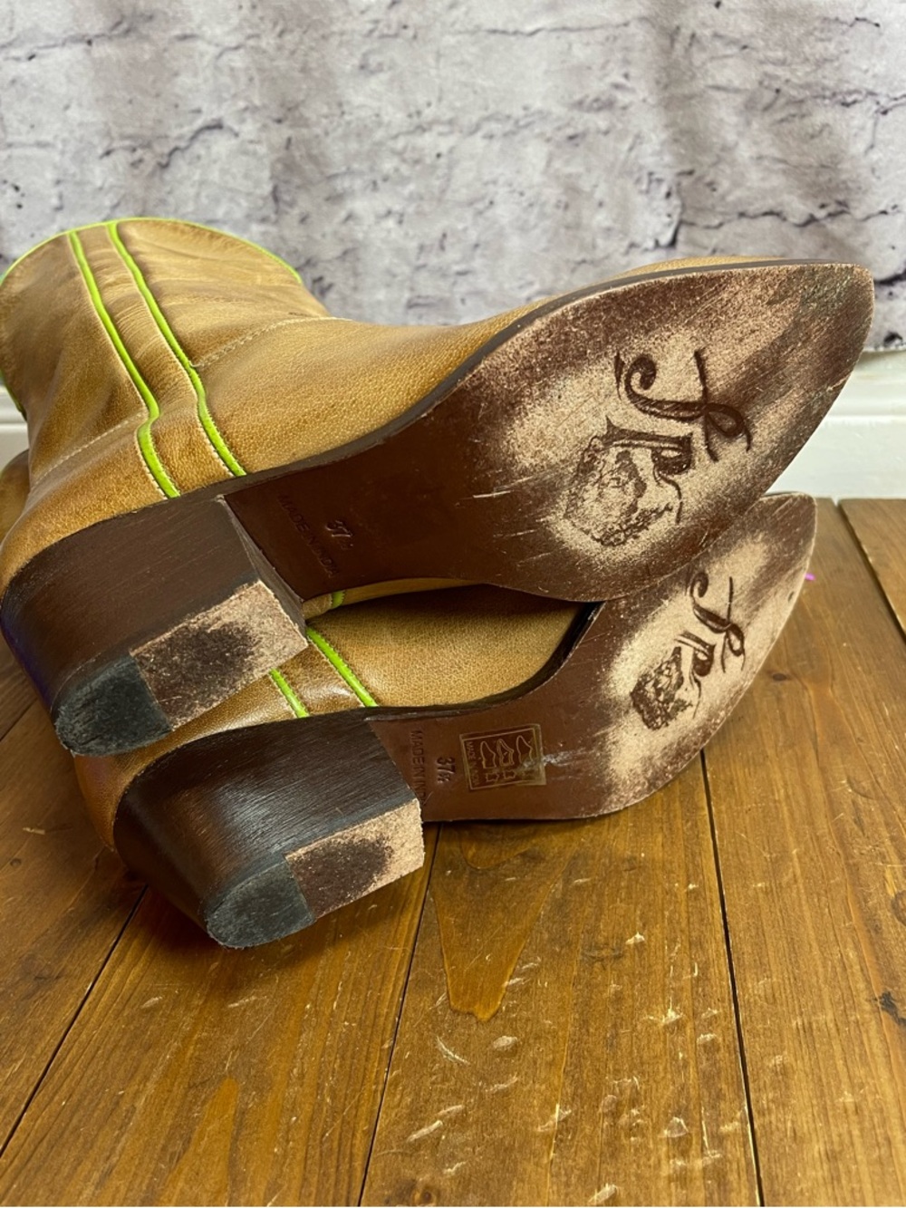 Free People Borderline Western Boots tan leather womens size 37.5 - Picture 7 of 9